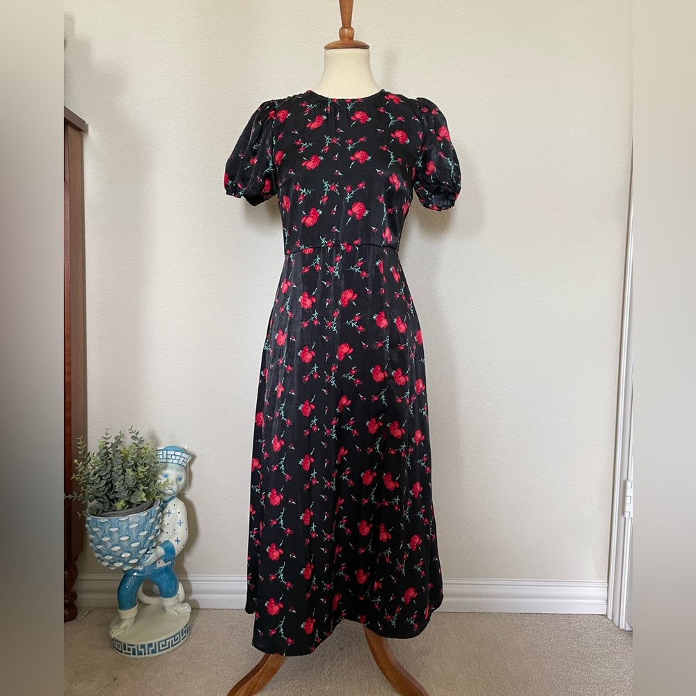 Floral Rose Satin Dress